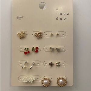 A New Day Gold and Red Earring Set